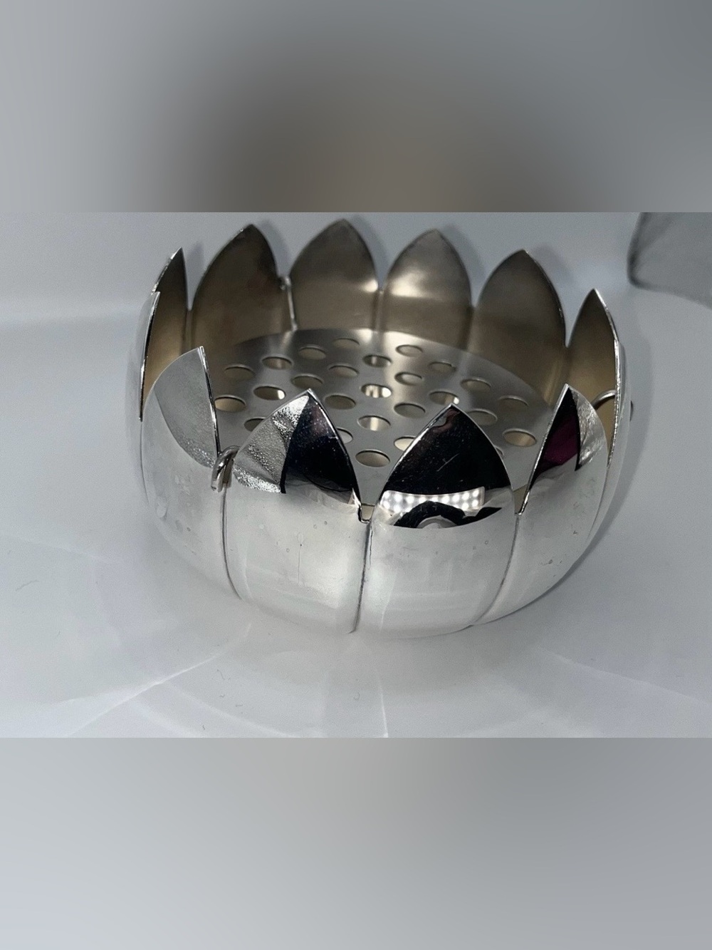 Silver Plate Lotus Flower Frog